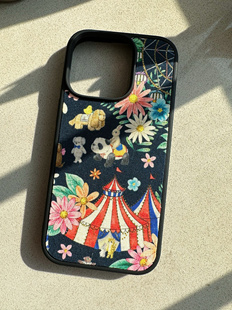 日本布料松浦游乐园熊猫手工布艺手机壳iPhone141516Promax