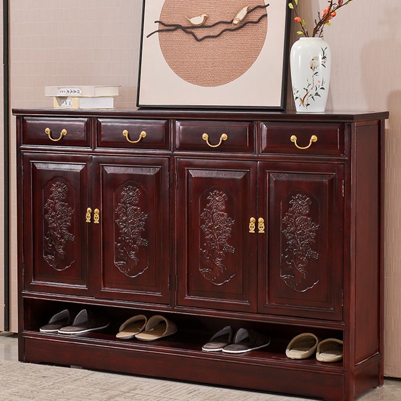 新中式实木鞋柜门厅入户玄关柜家用门口外收纳仿古阳台红木储物柜