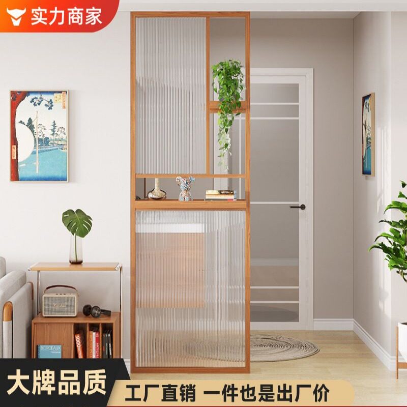 日式实木艺术长虹玻璃屏风隔断玄关镂空客厅入户洗手台遮挡墙