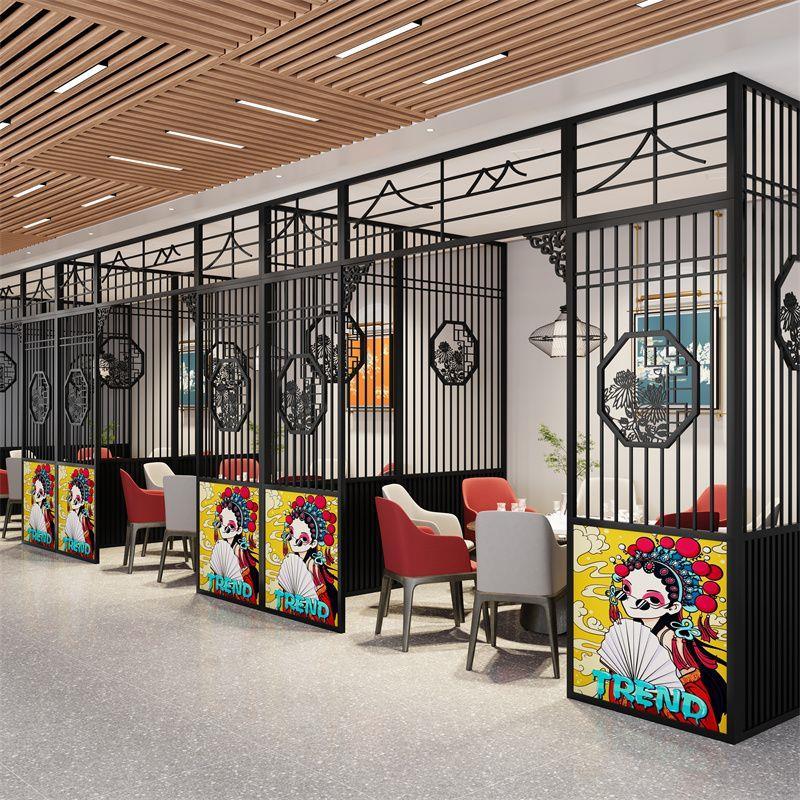 新中式轻奢屏风隔断墙餐厅包间镂空中式屏风茶楼简易隔断定制落地