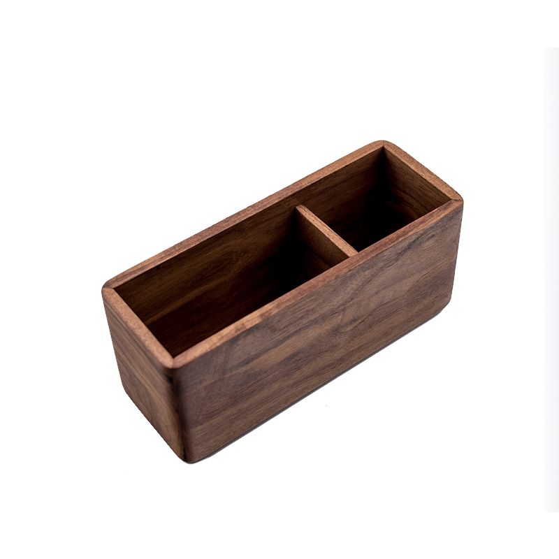 实木桌面遥控器收纳盒笔筒木质化妆品黑胡桃木多功能整理盒置物架
