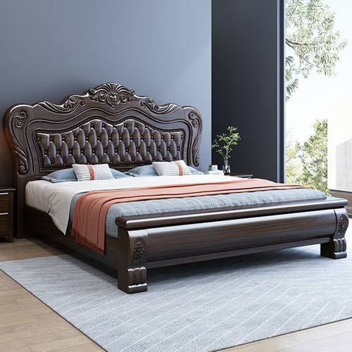 新品卧室成套家具紫金檀木新款豪华床1.8m主卧双人现代1.5m储物床