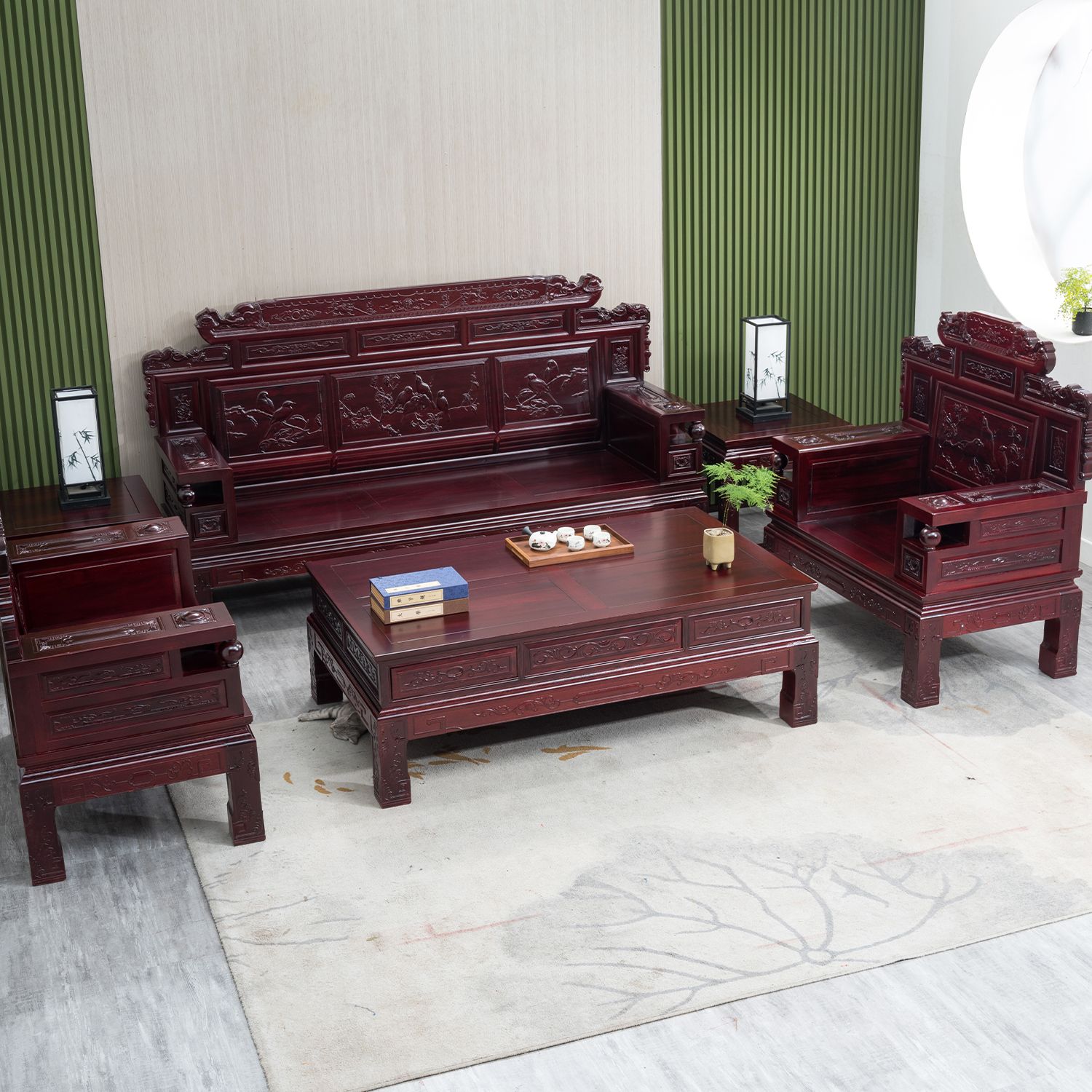 澳洲酸枝木中式豪华实木沙发组合雕花明清古典仿红木别墅客厅家具