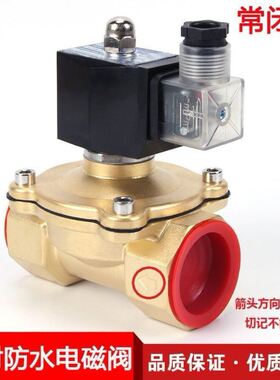 防水全铜常闭电磁阀开关阀AC220V水阀DC24V气阀12V4分6分1寸2寸