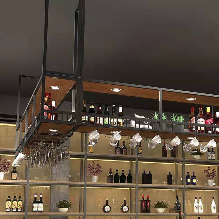 吧台酒杯架倒挂悬挂式酒柜置物架倒挂式红酒杯架工业风吊杯架壁挂