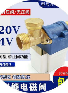 太阳能电磁阀自动上水阀仪表电磁阀24伏220伏太阳能配件常闭4分