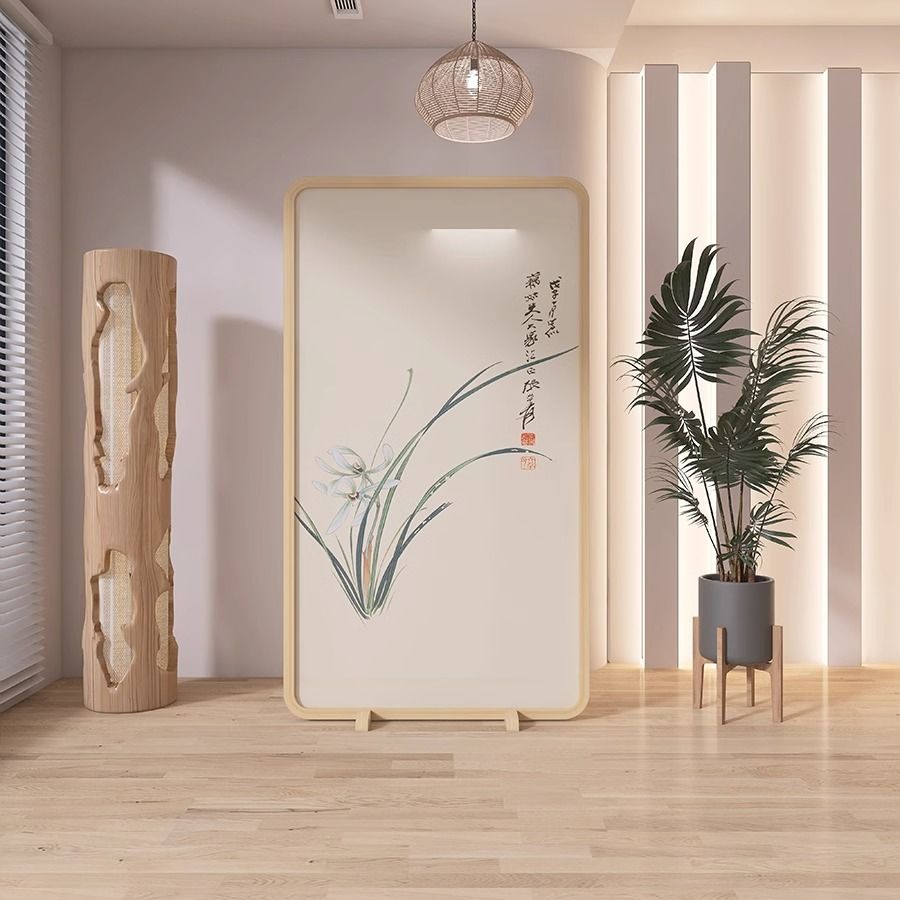 中式简约兰花屏风隔断入户进门玄关客厅茶室背景小户型装饰座屏