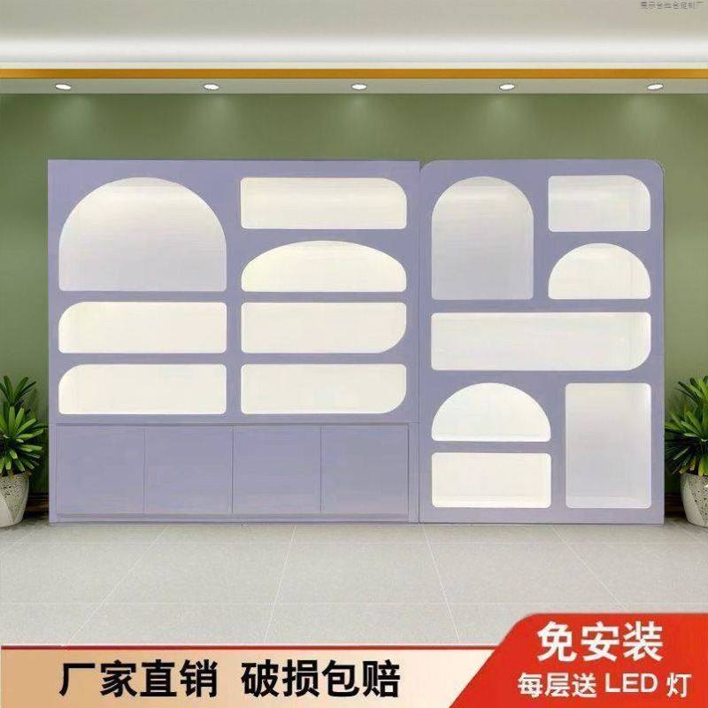 化妆品展示柜带灯美容院烤漆柜子货架定制美容店直播间茶叶展示柜