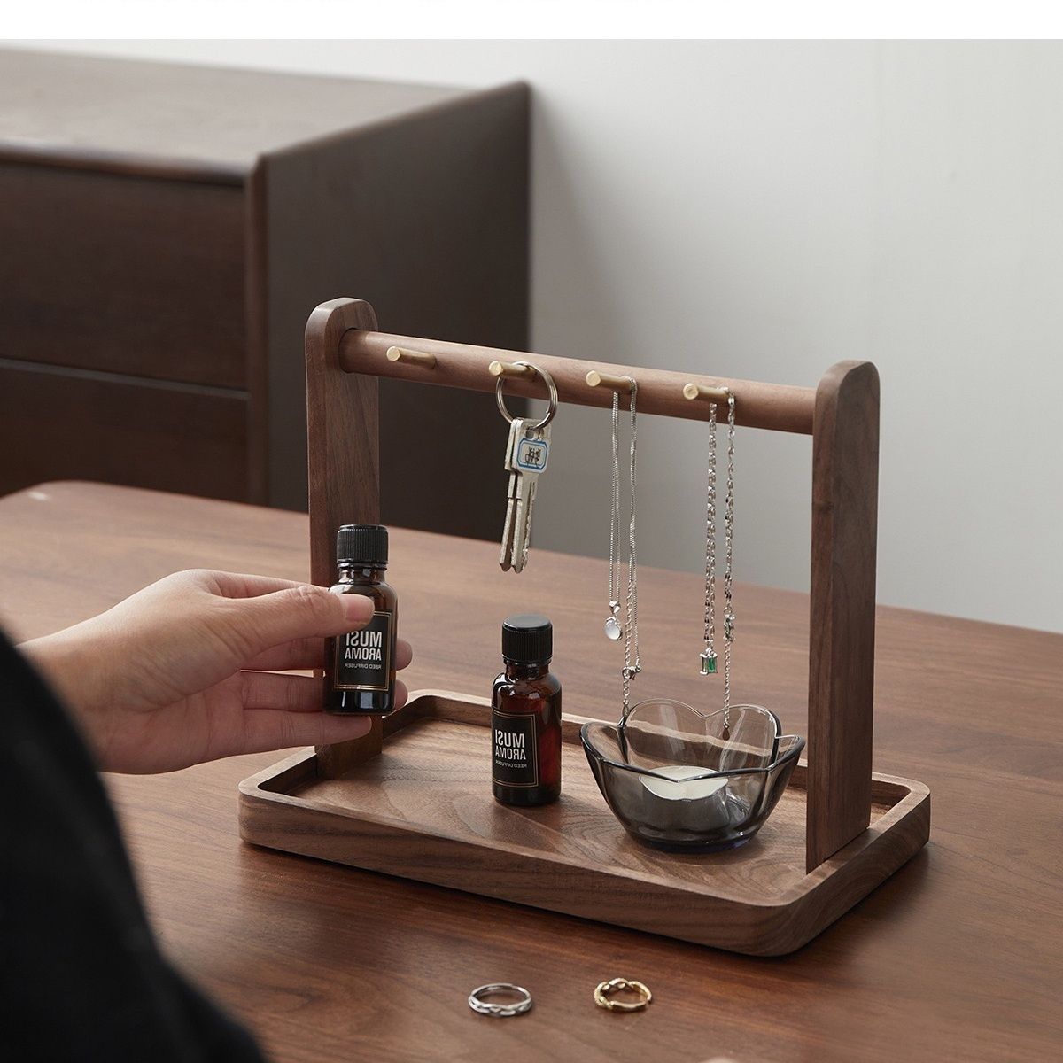 ins 首饰饰品 玄关 钥匙盘 桌面 收纳盒 家用 实木 北欧 简约