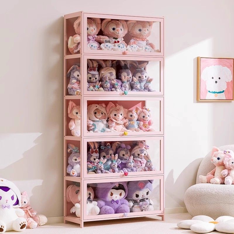 粉色展示柜 手办 卡牌潮玩公仔娃娃 收纳柜 陈列柜 置物架