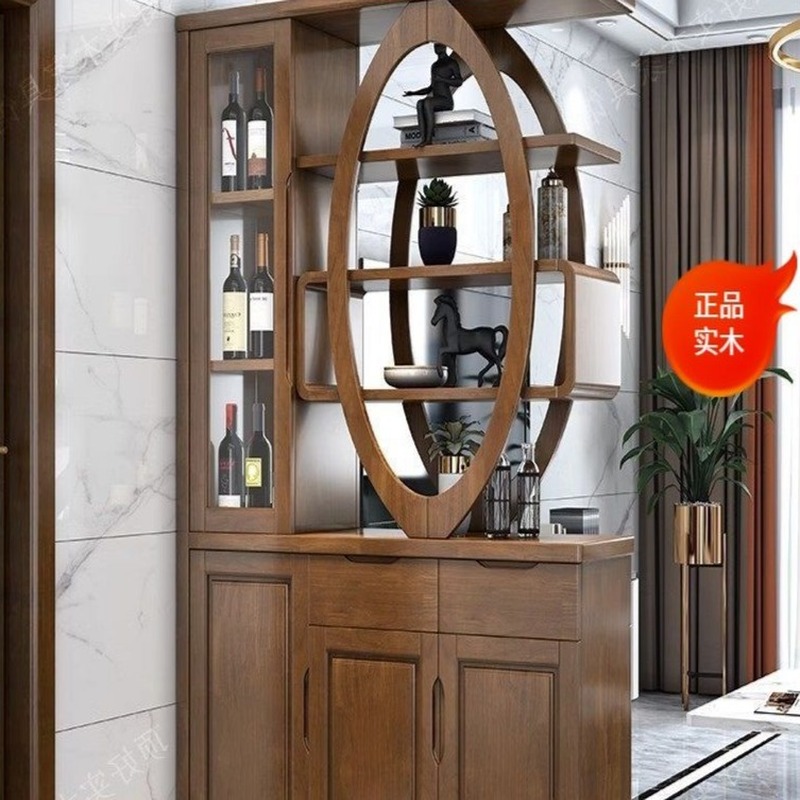 客厅隔断柜玄关鞋柜中式双面实木酒柜靠墙酒架进门间厅柜一体屏风