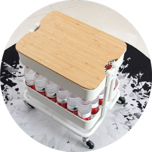 移动置物架盖板小推车砧板竹板手推车移动收纳架实木卫生间浴室架