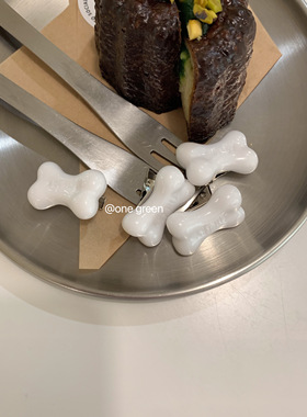 ONEGREEN 白色可爱迷你小骨头发夹 少女刘海碎发造型搞怪发饰发卡