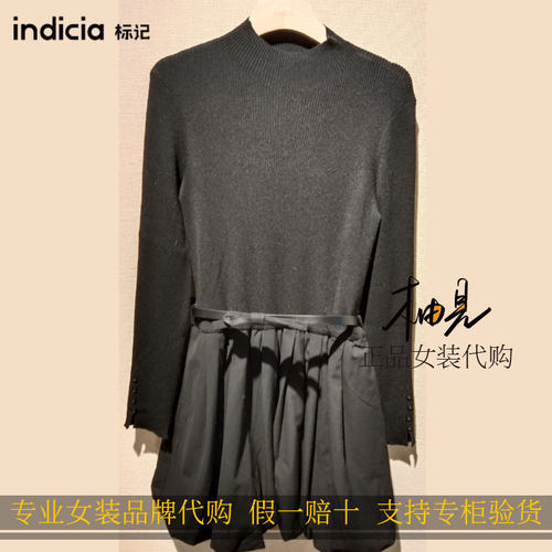 标记indicia26冬新款专柜国内正品代购花苞连衣裙F2D6LQ512C-989