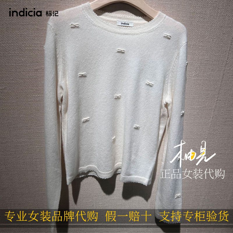 标记indicia26冬专柜国内正品代购蝴蝶结羊绒毛衫F2D6MS600C-1289
