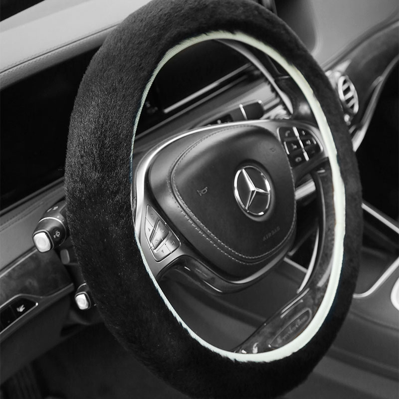 不掉毛方向盘套冬季短毛绒汽车把套保暖防滑仿水貂毛内装饰通用型