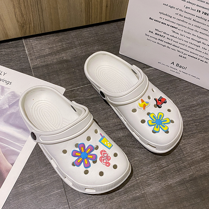 女鞋洞洞鞋超市户外穿软底沙滩包头凉拖半拖鞋女夏季网红潮流