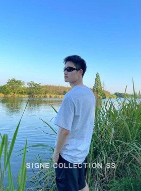 西格尼SIGNE 全棉字母印花男士夏季短袖潮流上衣复古休闲宽松T恤