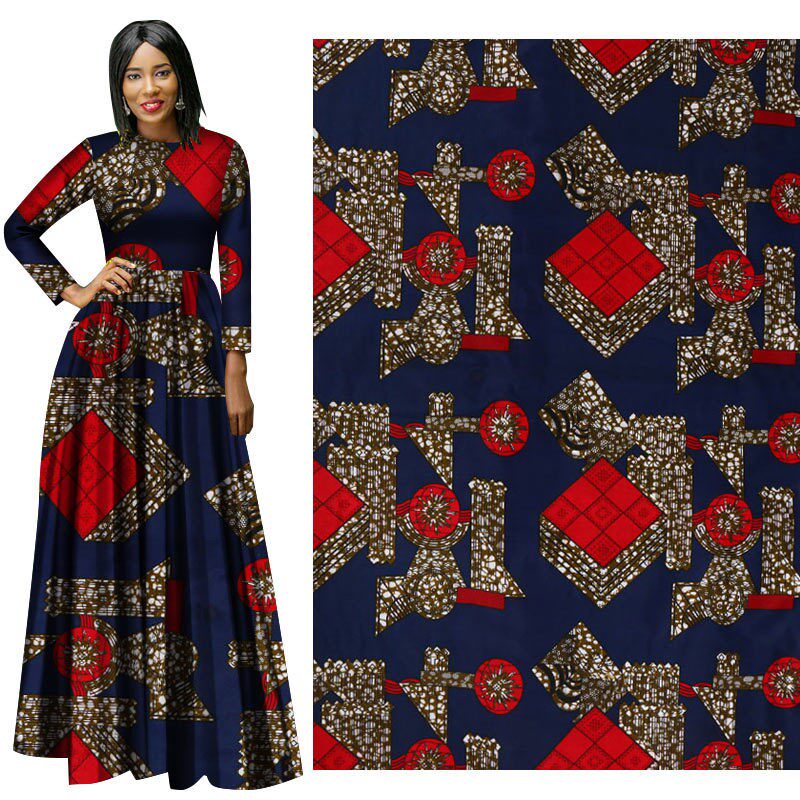 3码 african wax  fabric非洲几何图案蜡染印花布全涤面料布料