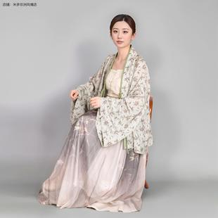 网红同款汉服无领斜肩魏晋北朝褶衣新中式国风松弛宽松外衫女