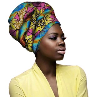 Supply cotton headscarf African wax printing scarf 非洲头巾