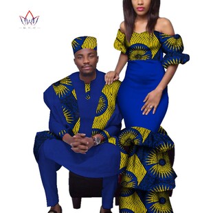 定制 African couple outfit非洲民族蜡布印花情侣装礼服民族服装