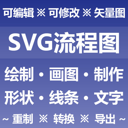 SVG流程图绘制画图制作 形状线条文字可编辑可修改矢量图转换导出