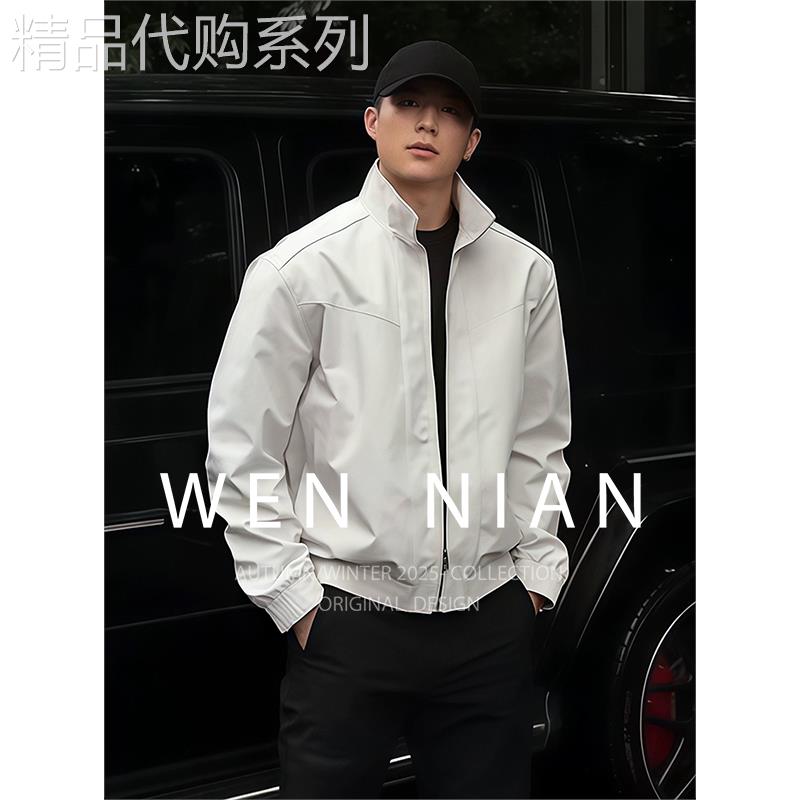 韩国WEN NIAN飞行员工装外套男春秋季短款立领教练夹克三防冲锋衣