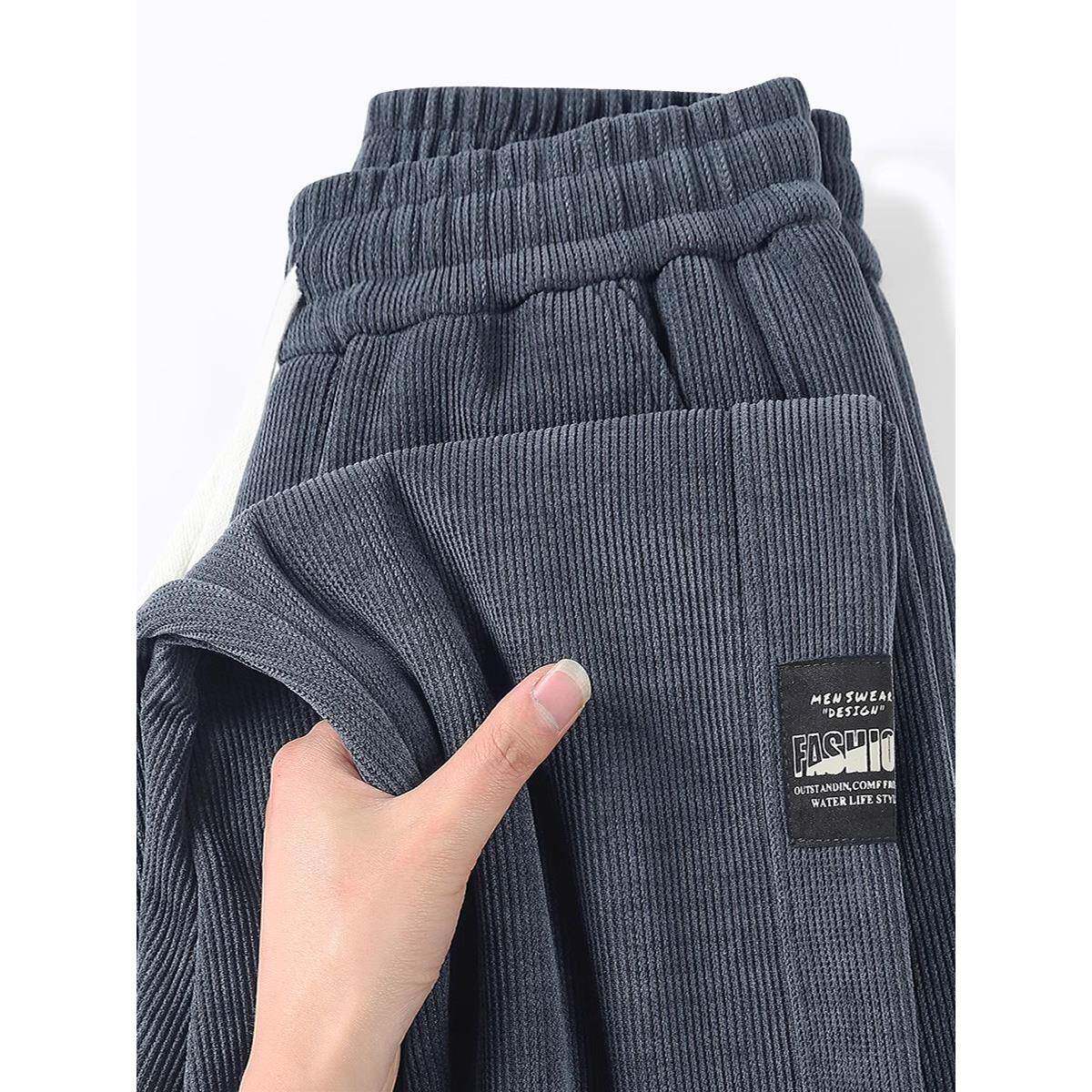 MAROLIO~高端灯芯绒裤子男士休闲裤秋冬季加绒加厚直筒运动裤卫裤