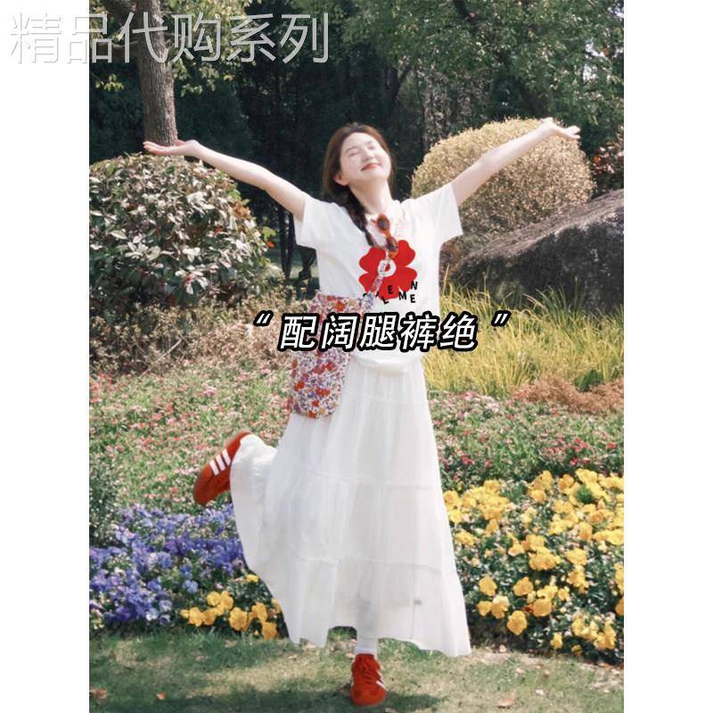 美式白色短袖T恤女2026夏季新款爆款宽松大尺码胖mm显瘦半袖上衣i