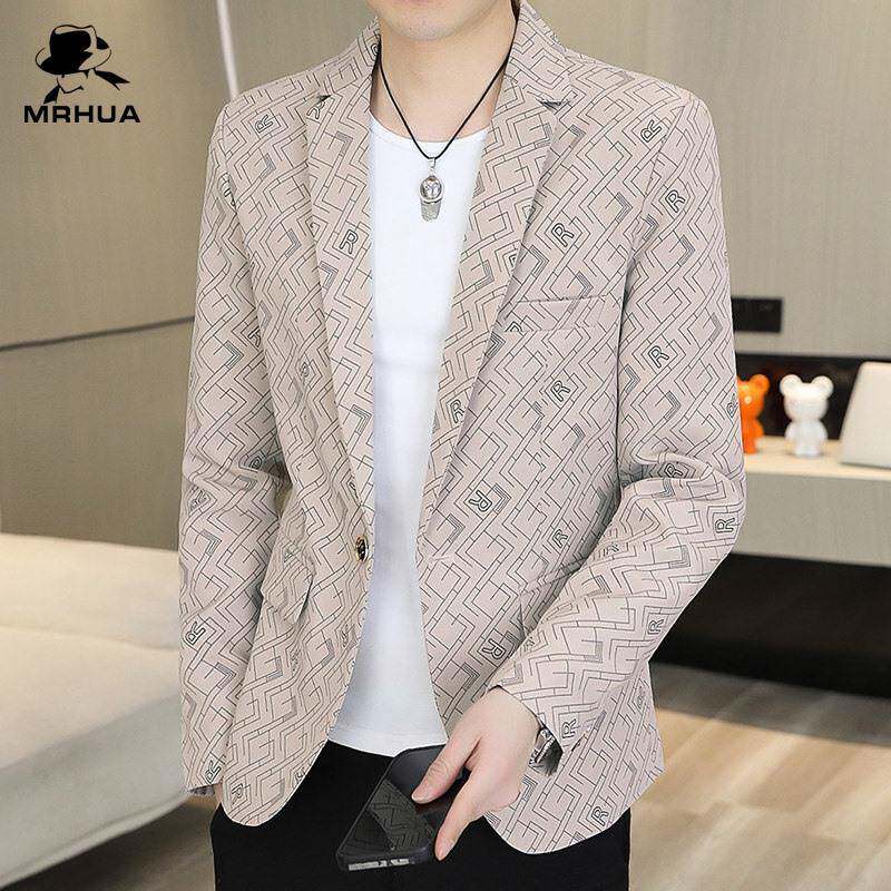 欧洲站男士小西装春秋季时尚轻奢休闲外套单西韩版修身痞帅上衣潮