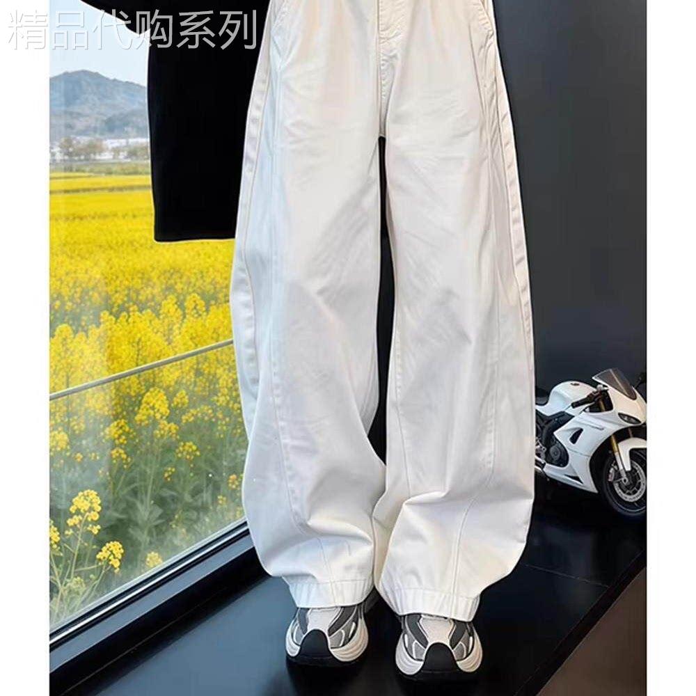 潮牌高级感cleanfit白色牛仔裤男夏季痞帅薄款阔腿宽松休闲弯刀裤
