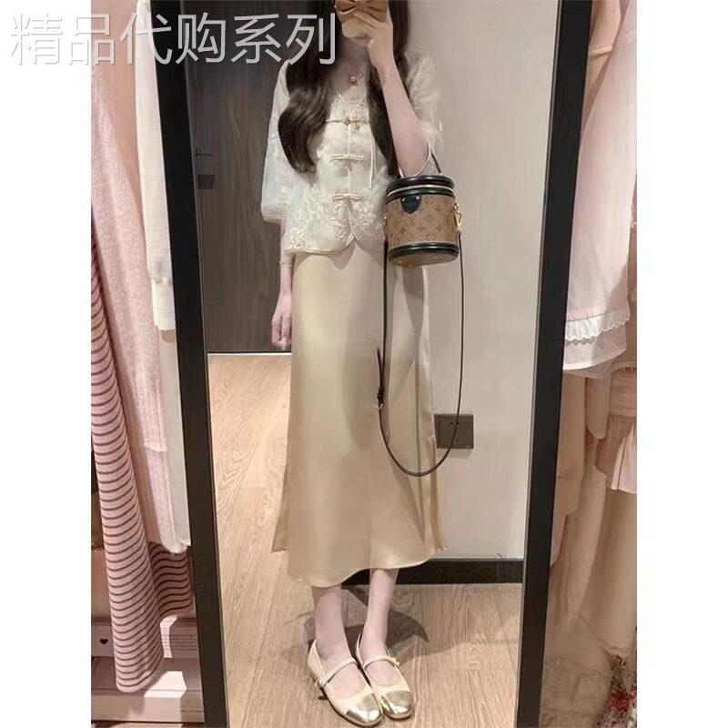 大尺码胖mm提花衬衫国风套装女2026夏季遮肉显瘦新中式吊带裙两件