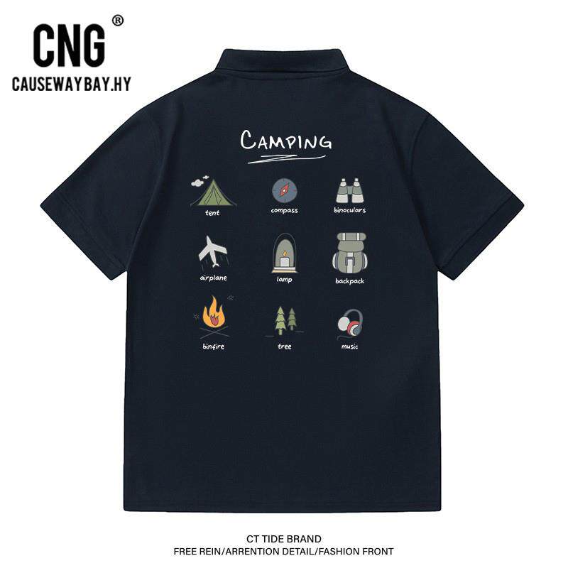 香港潮牌短袖POLO衫男夏季新款宽松百搭翻领T恤重磅美式纯棉衬衫