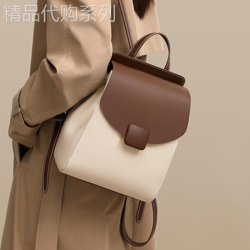 小型双肩包简约女大学生旅游轻便小书包ins 小众今年流行揹包真皮