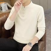 ZaSaFran 秋 男休闲立领盘扣上衣打底衫 潮牌百搭青年修身 纯色T恤衫