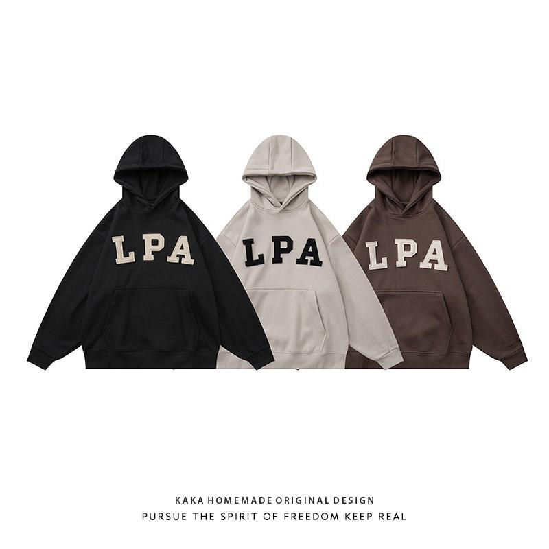 Madness Mdns Wruei美式复古秋冬字母贴布绣男女加绒连帽卫衣帽衫