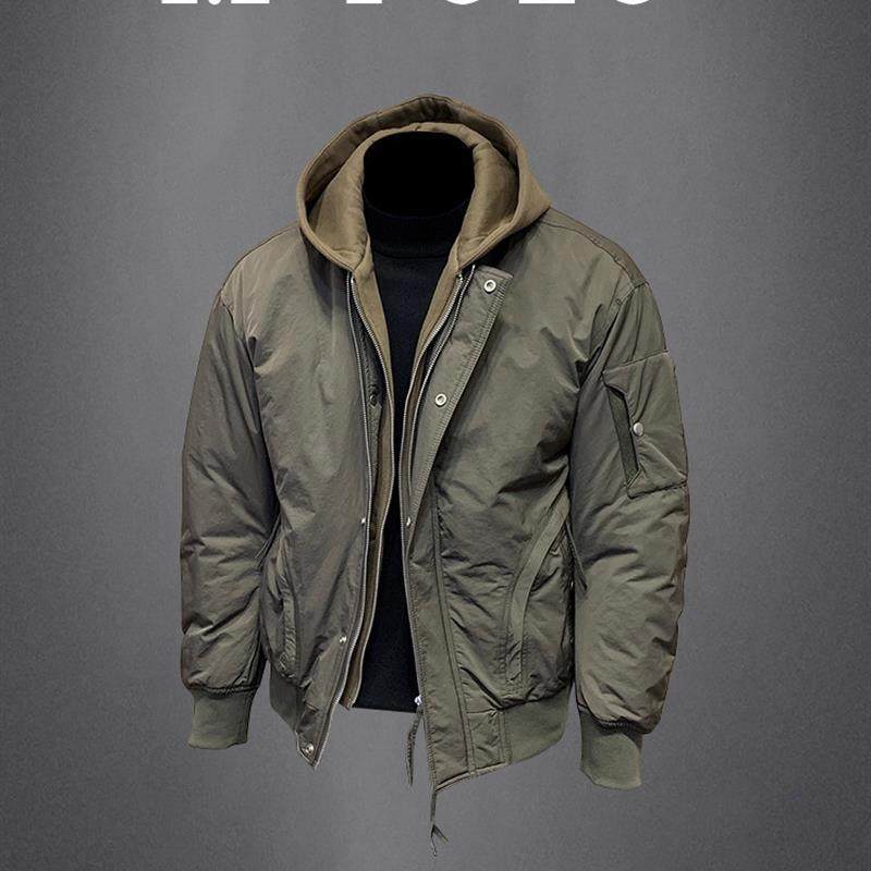 I.T POLO 专柜~冬简约连帽假两件羽绒服高端加厚保暖短款棒球服男