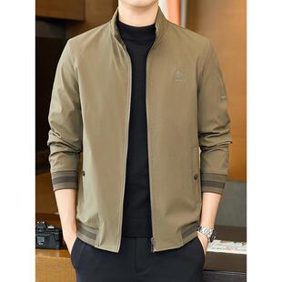 春秋季薄款外套男士2025新款宽松中年爸爸装休闲立领夹克男款上衣