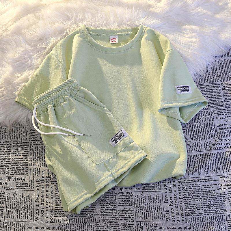 潮牌休闲运动服套装女2026年夏季新款韩版宽松显瘦短袖短裤两件套