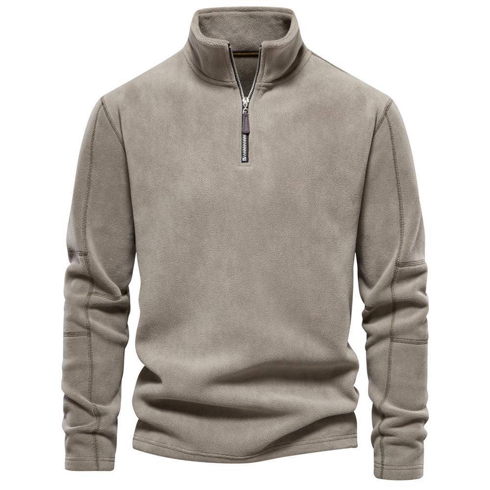 MAROLIO~出口北欧！高端羊羔毛立领卫衣男秋冬款保暖半拉炼抓绒衣