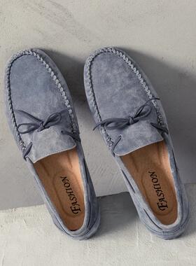 Trendsetters！质感拉满丨雀实帅丨英伦软底磨砂真皮一脚蹬豆豆鞋