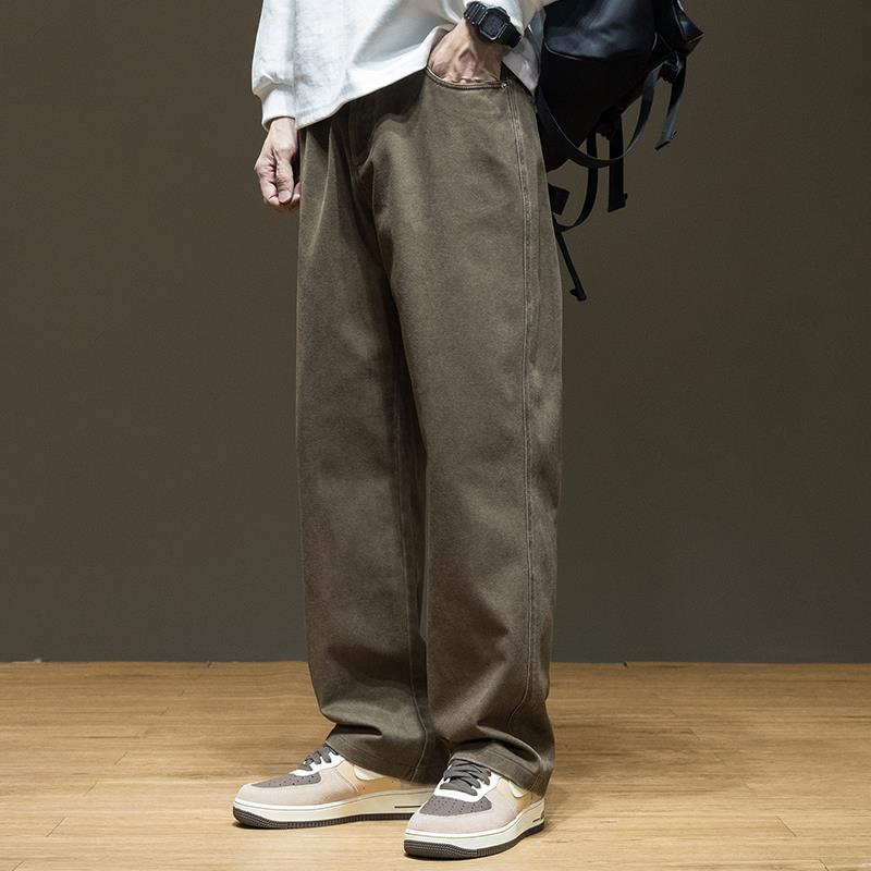 it neith BIAS潮牌美式纯棉休闲裤男秋冬宽松大码加绒直筒阔腿裤