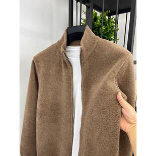 雪尼尔毛衣开衫男针织衫加绒加厚立领外套男款秋冬季保暖休闲夹克