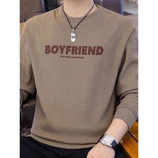 高端圆领卫衣男款2025春秋冬季新款加绒加厚打底衫男士长袖T恤潮