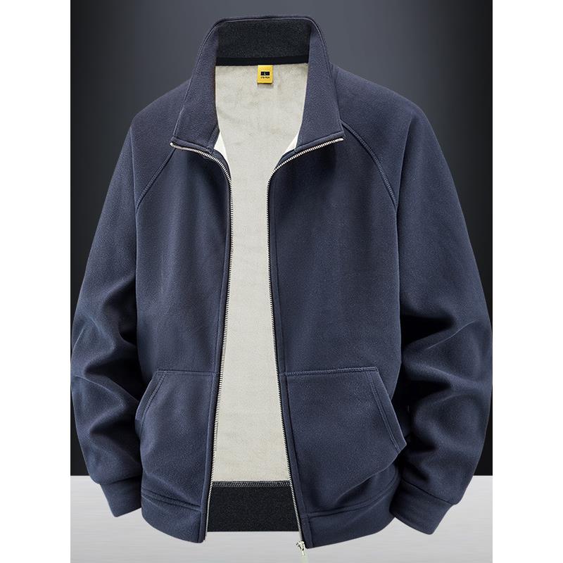 Mostarsea~秋冬摇粒绒外套男加绒休闲开衫卫衣德绒立领加厚抓绒衣