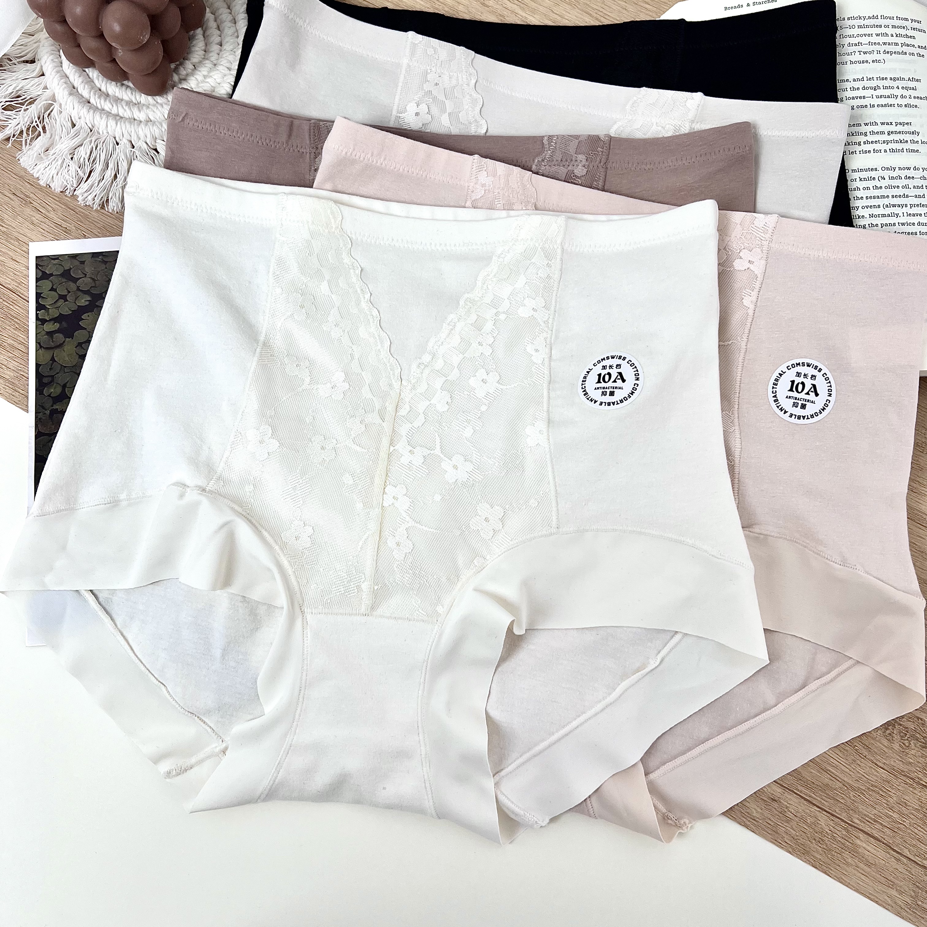 10A抑菌纯棉加长档微收腹高腰女生内裤