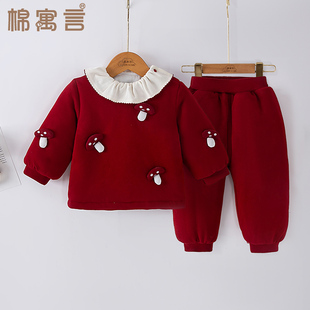 宝宝棉服套装冬季分体周岁婴儿衣服冬装保暖加厚可爱儿童棉袄棉裤