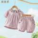 夏季 棉纱布女童夏装 分体短袖 两件套薄款 洋气衣服宝宝短裤 婴儿套装
