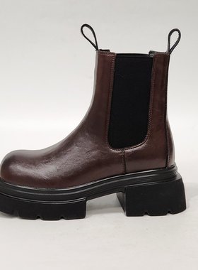 56788-1切尔西短靴女马丁靴英伦风真皮厚底显瘦烟筒靴子百搭